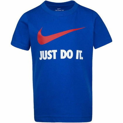Child's Short Sleeve T-Shirt Nike Swoosh Blue-0