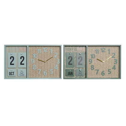 Wall Clock DKD Home Decor Green Wood polypropylene Plastic MDF Wood Tropical 40 x 5 x 24 cm (2 Units)-0