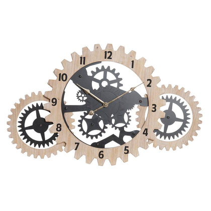 Wall Clock DKD Home Decor Black Natural MDF Wood Gears 70 x 4 x 45 cm-0