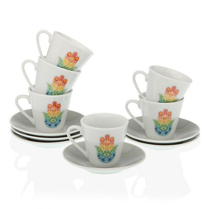 Piece Coffee Cup Set Hamsa Porcelain (12 Pieces)